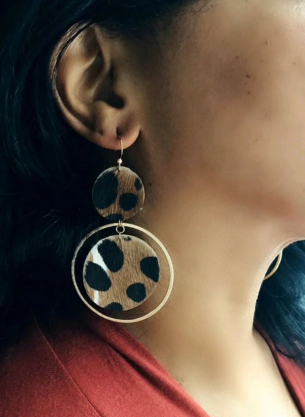 The Holli Double Circle Leather Earring Collection