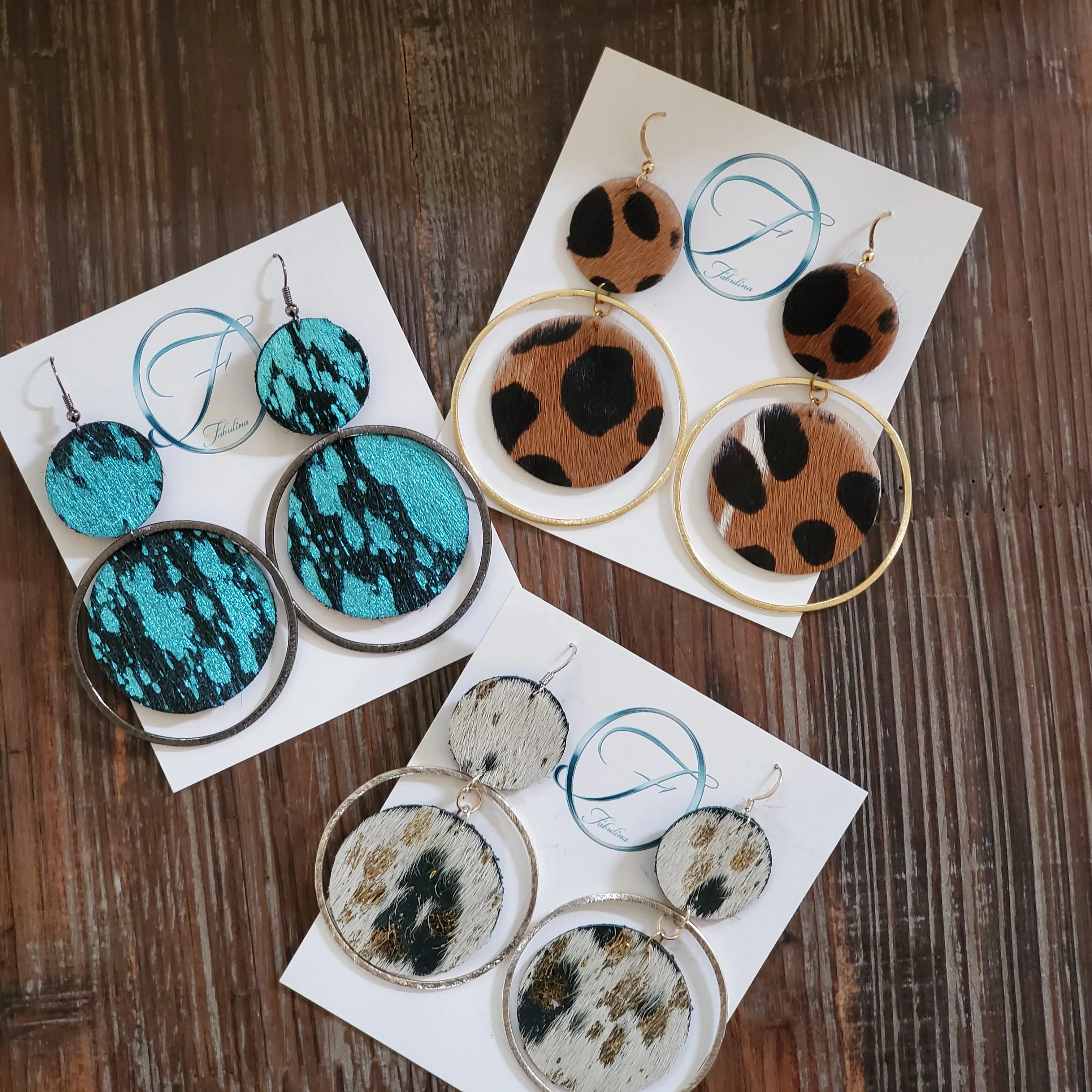 The Holli Double Circle Leather Earring Collection
