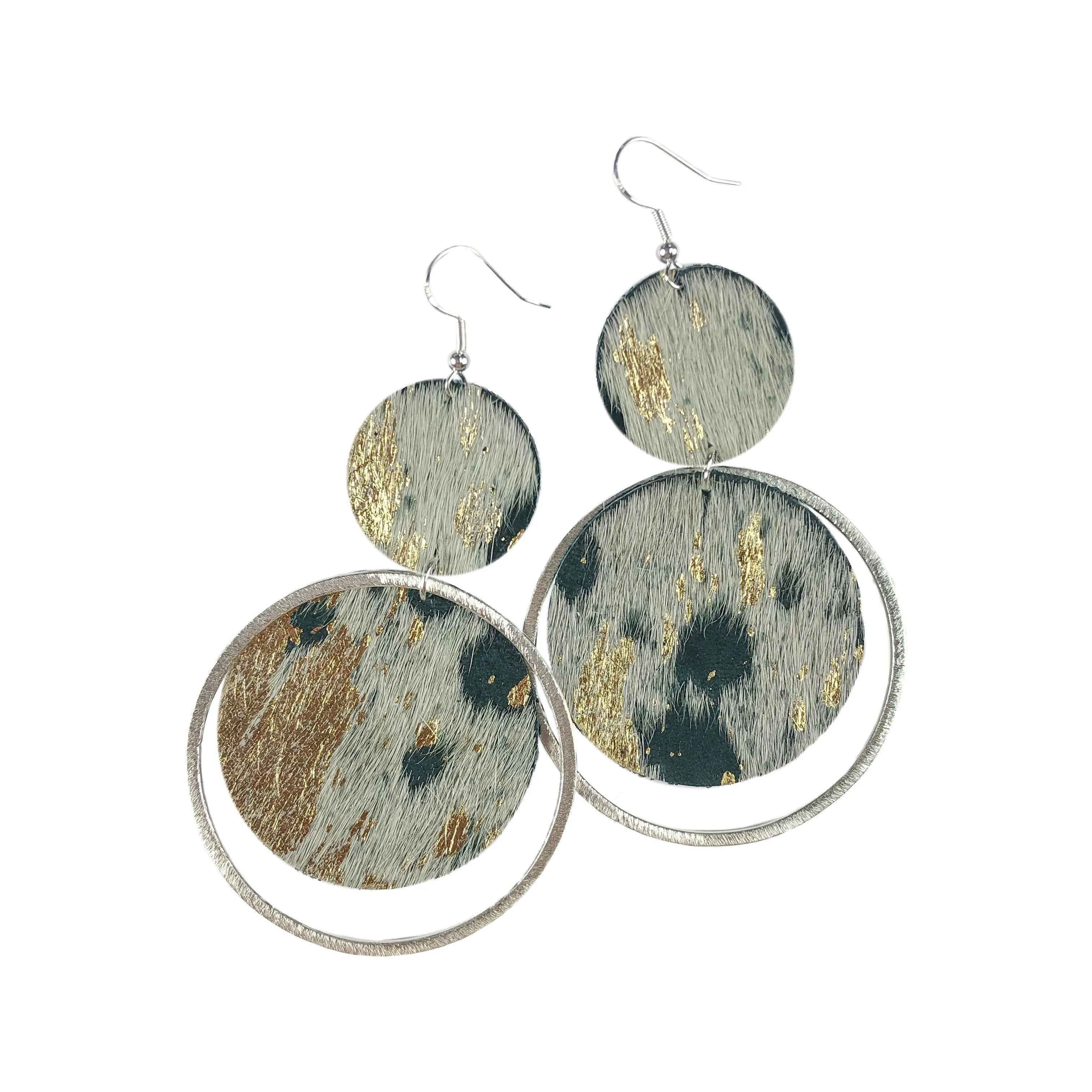 The Holli Double Circle Leather Earring Collection