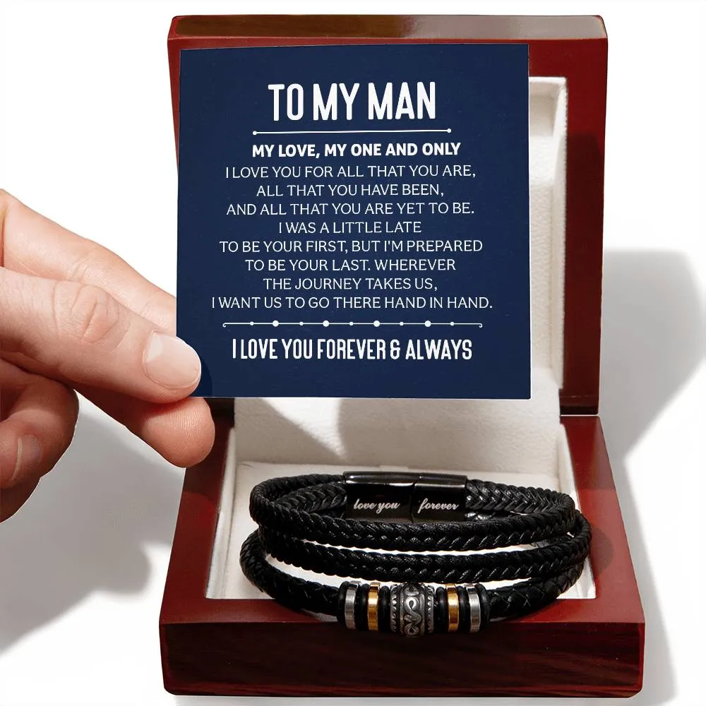 To My Man Engraved Men's "Love You Forever" Bracelet
