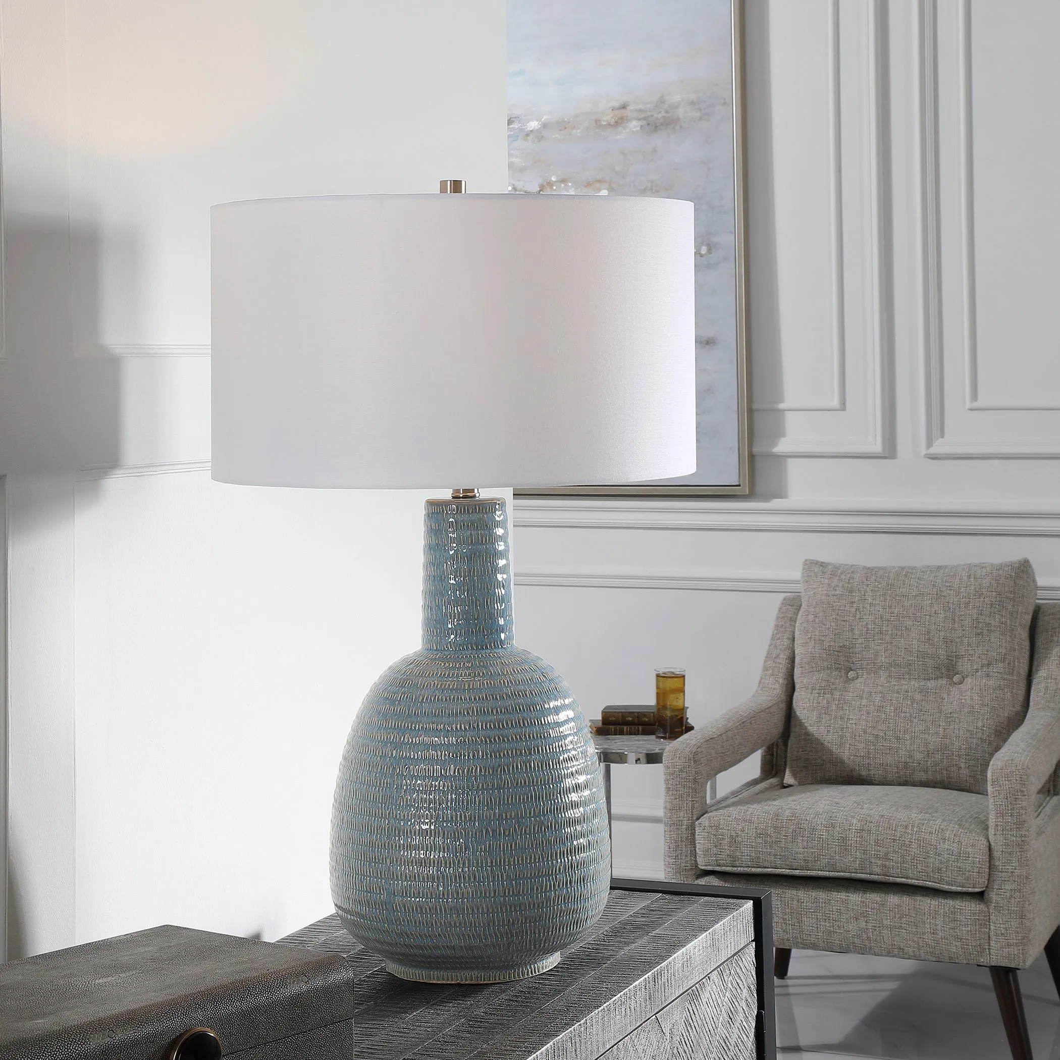 Uttermost Delta Light Aqua Table Lamp