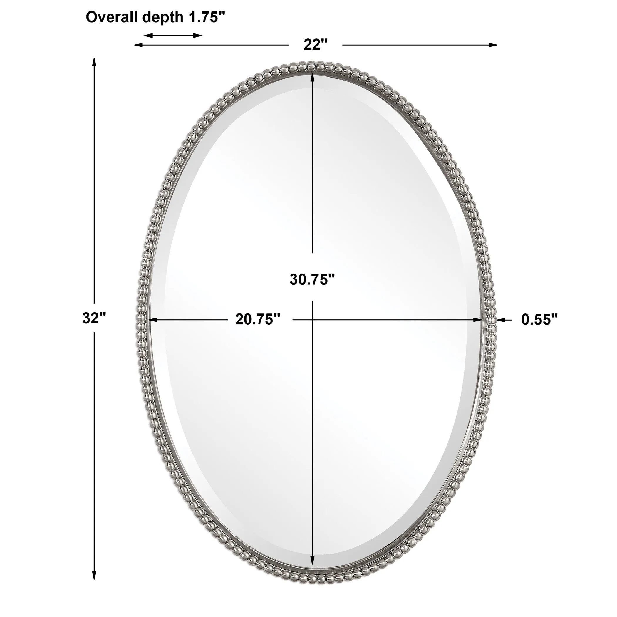 Uttermost Sherise Brushed Nickel Oval Mirror