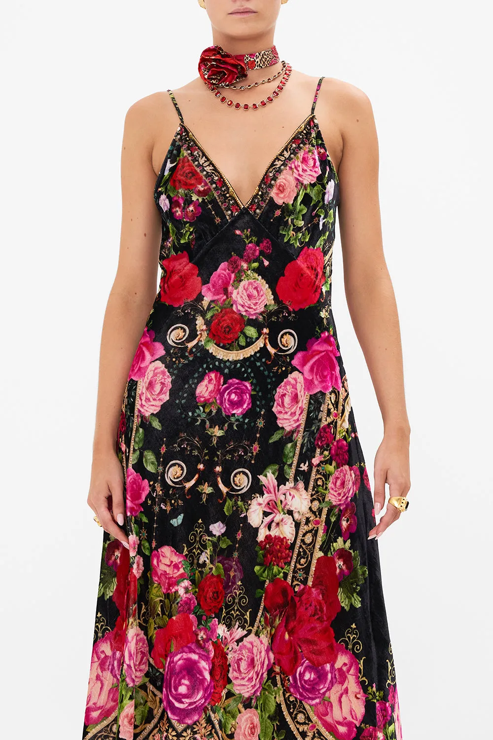 V NECK BIAS SLIP - VELVET RESERVATION FOR LOVE