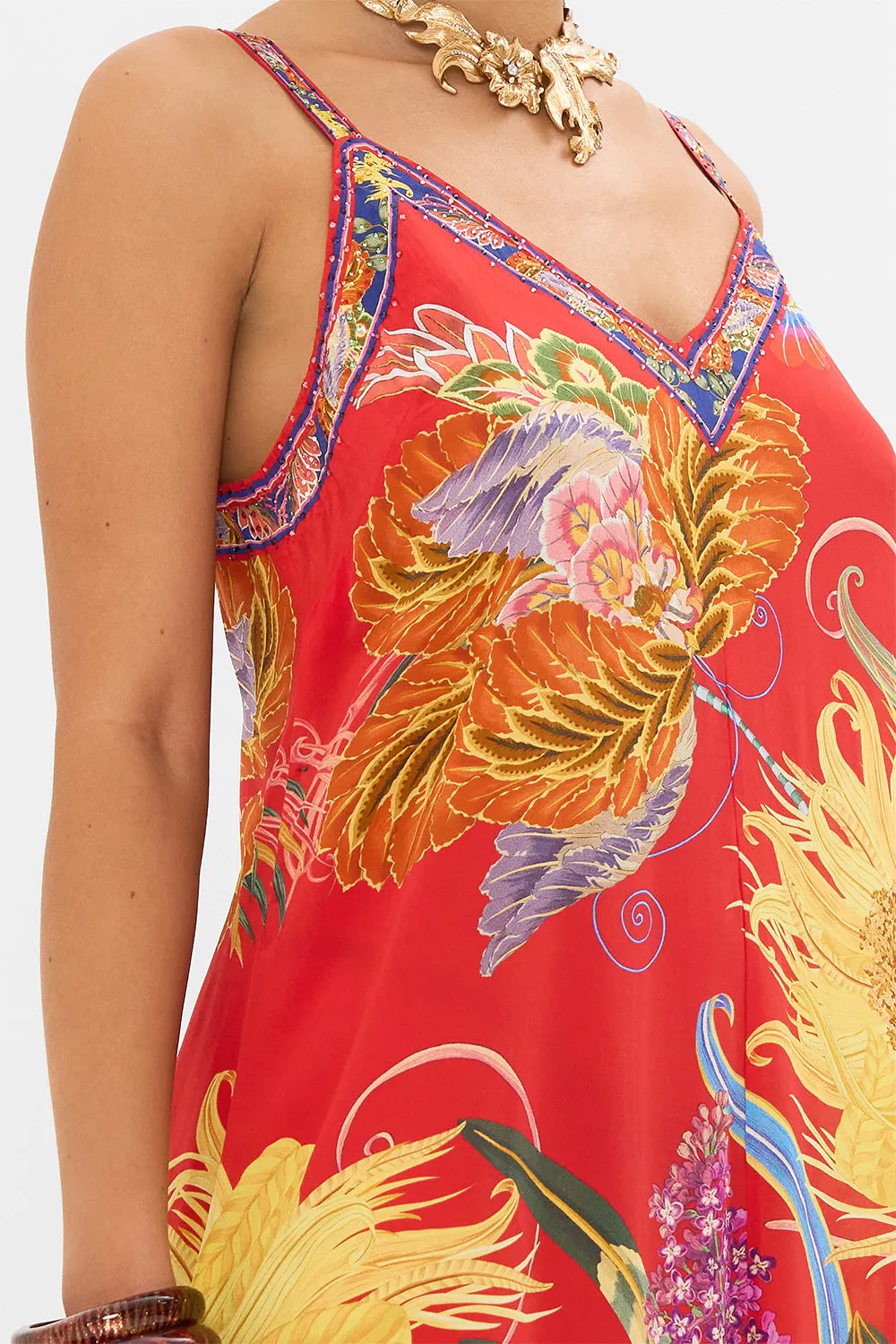 V NECK MIDI SLIP DRESS THROUGH VINCENTS EYES