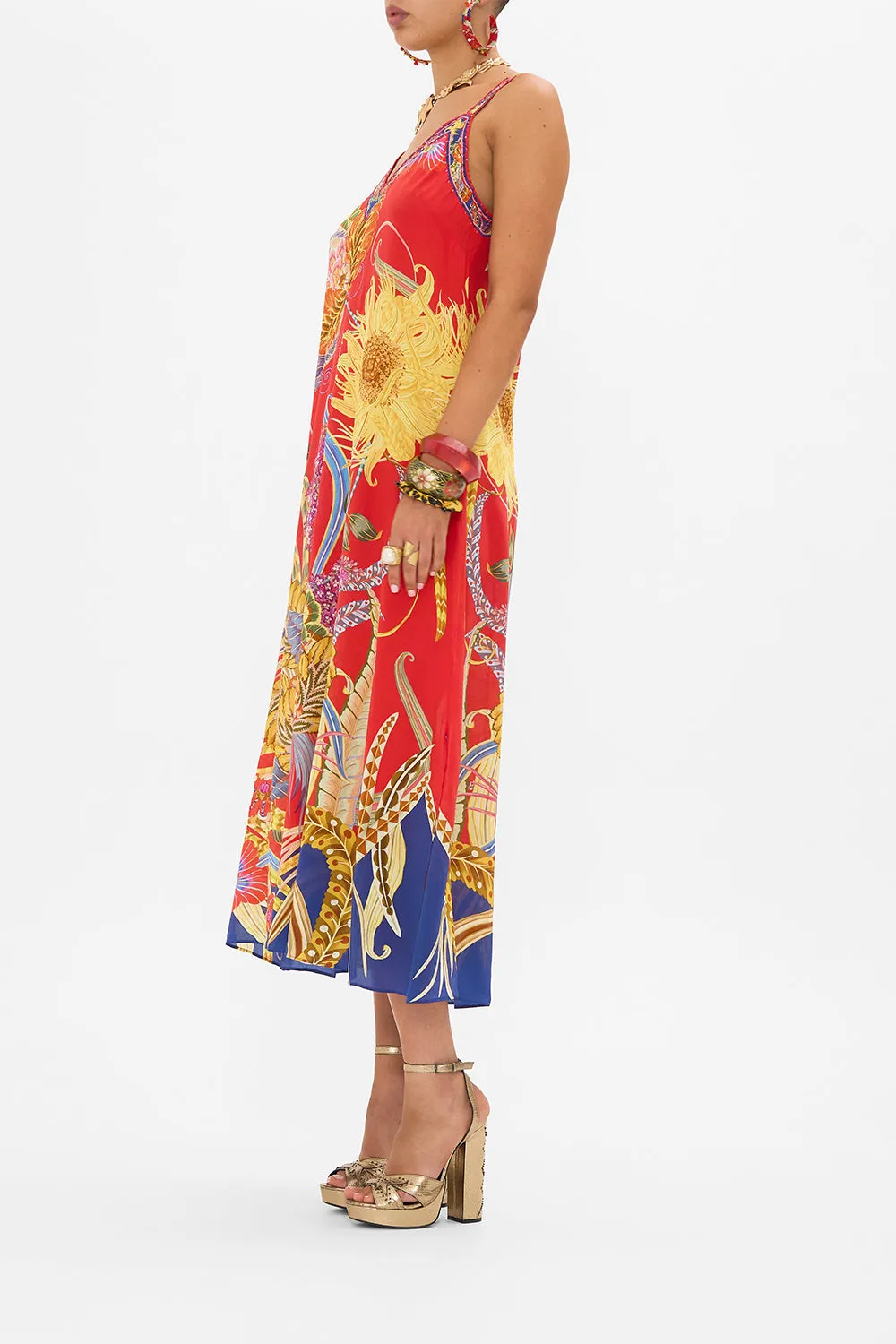V NECK MIDI SLIP DRESS THROUGH VINCENTS EYES