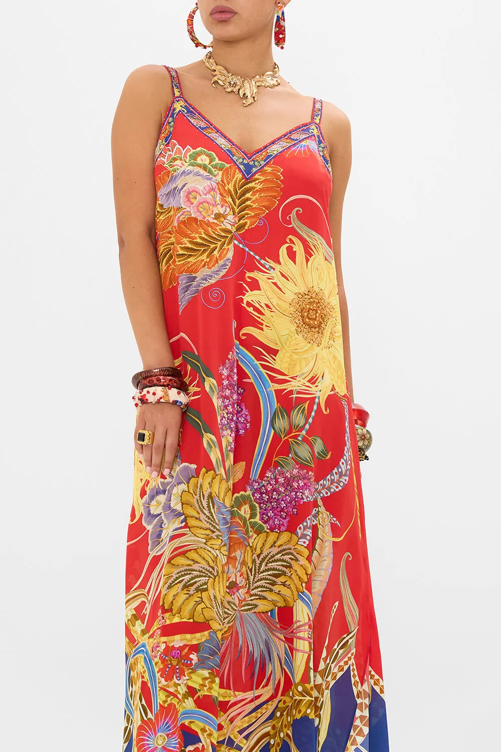 V NECK MIDI SLIP DRESS THROUGH VINCENTS EYES
