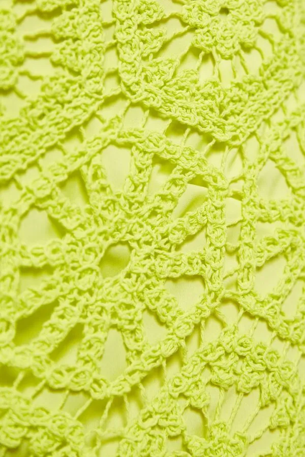 Van-Dos Lime Green Midi Crochet Skirt