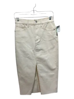 Veronica Beard Jeans Size 0 Cream Cotton Denim Midi Slit Button & Zip Skirt