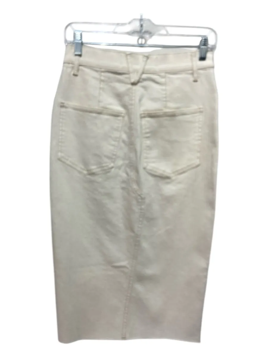 Veronica Beard Jeans Size 0 Cream Cotton Denim Midi Slit Button & Zip Skirt