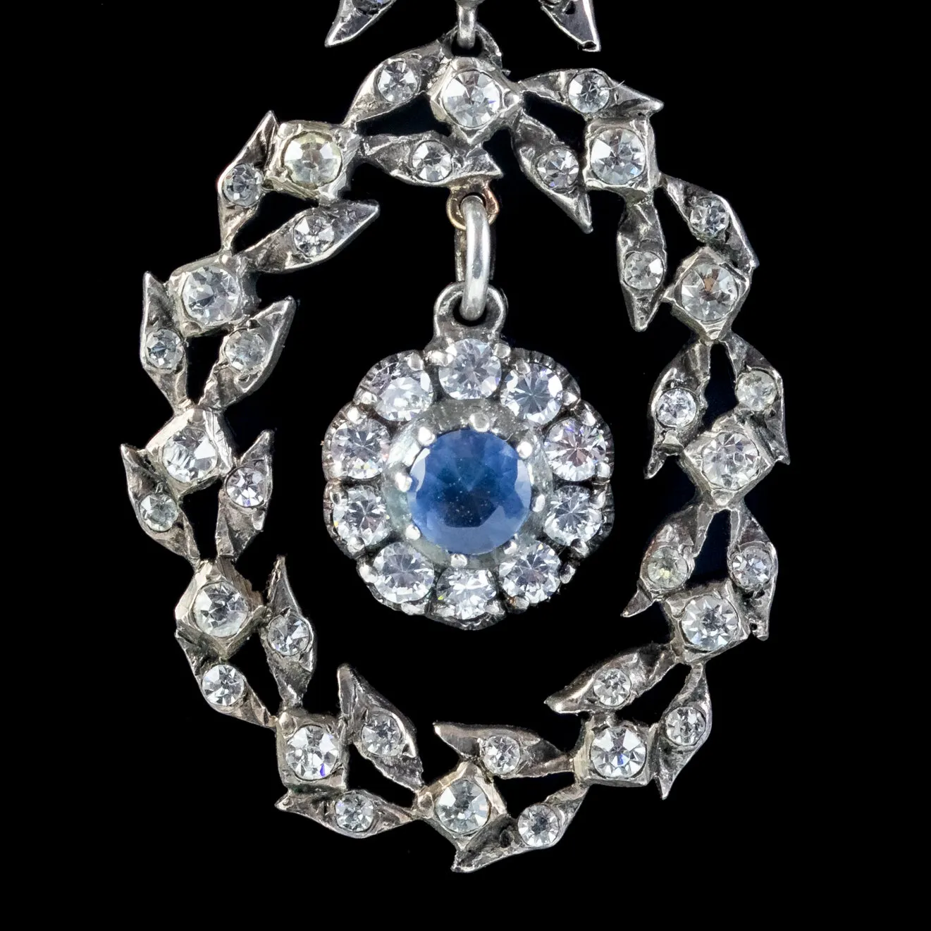Victorian Style Paste Wreath Drop Earrings Silver Gold Wires