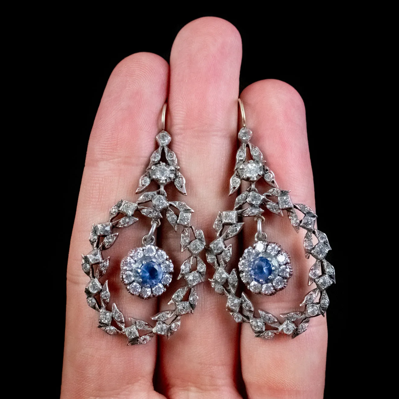 Victorian Style Paste Wreath Drop Earrings Silver Gold Wires