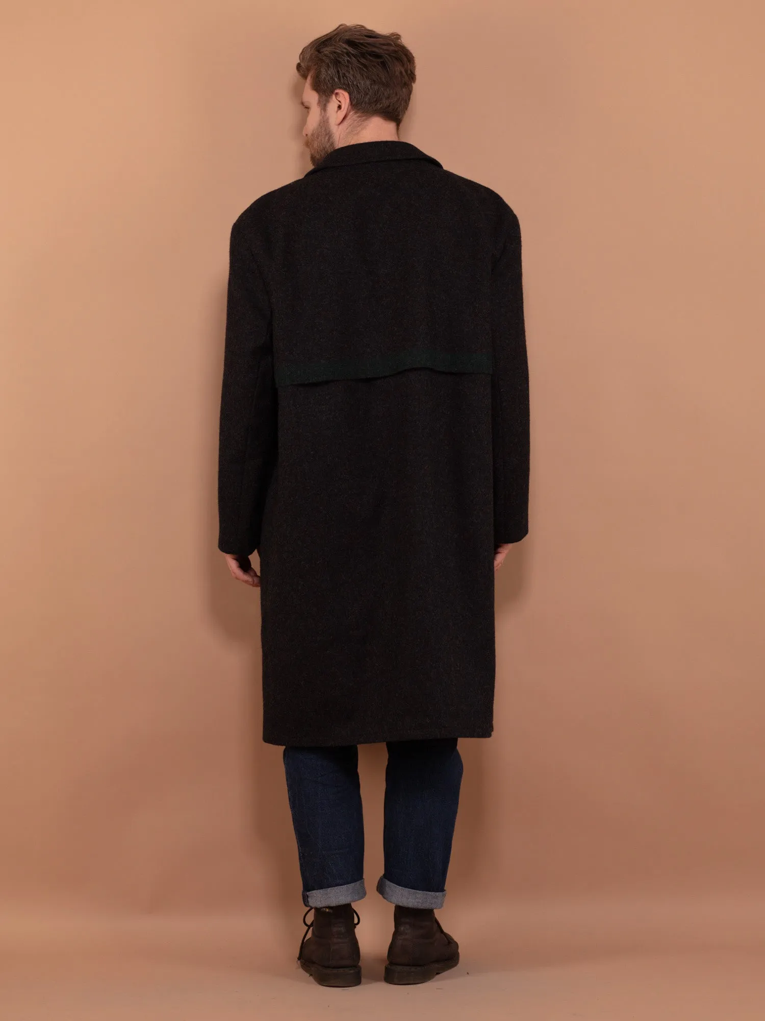 Vintage 70's Men Long Wool Overcoat in Grey