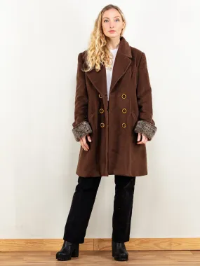 Vintage 80's Women Pure Wool Coat in Brown