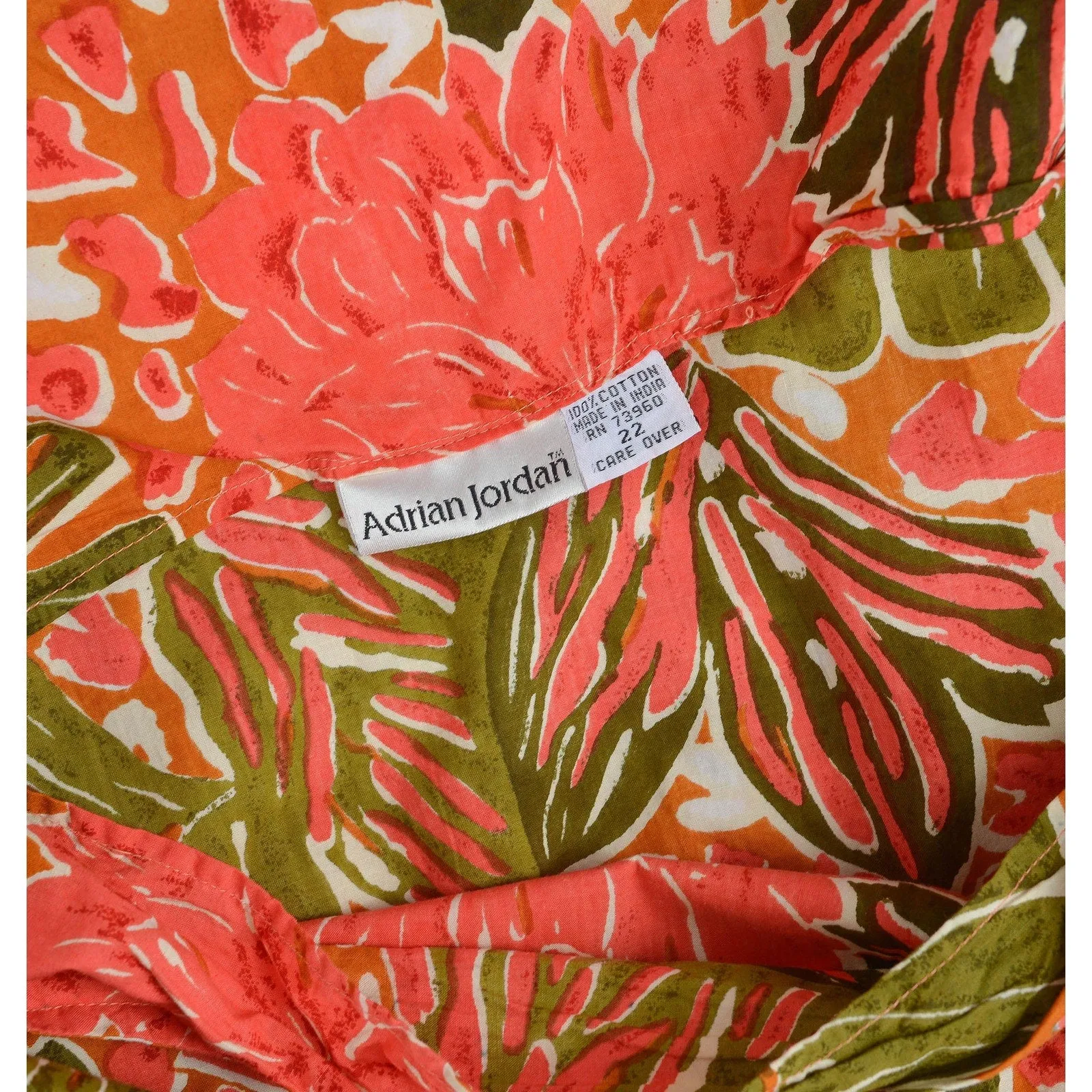 Vintage 90s Plus Size Tropical Leaf Print Drop Waist Sundress with Pockets XXL