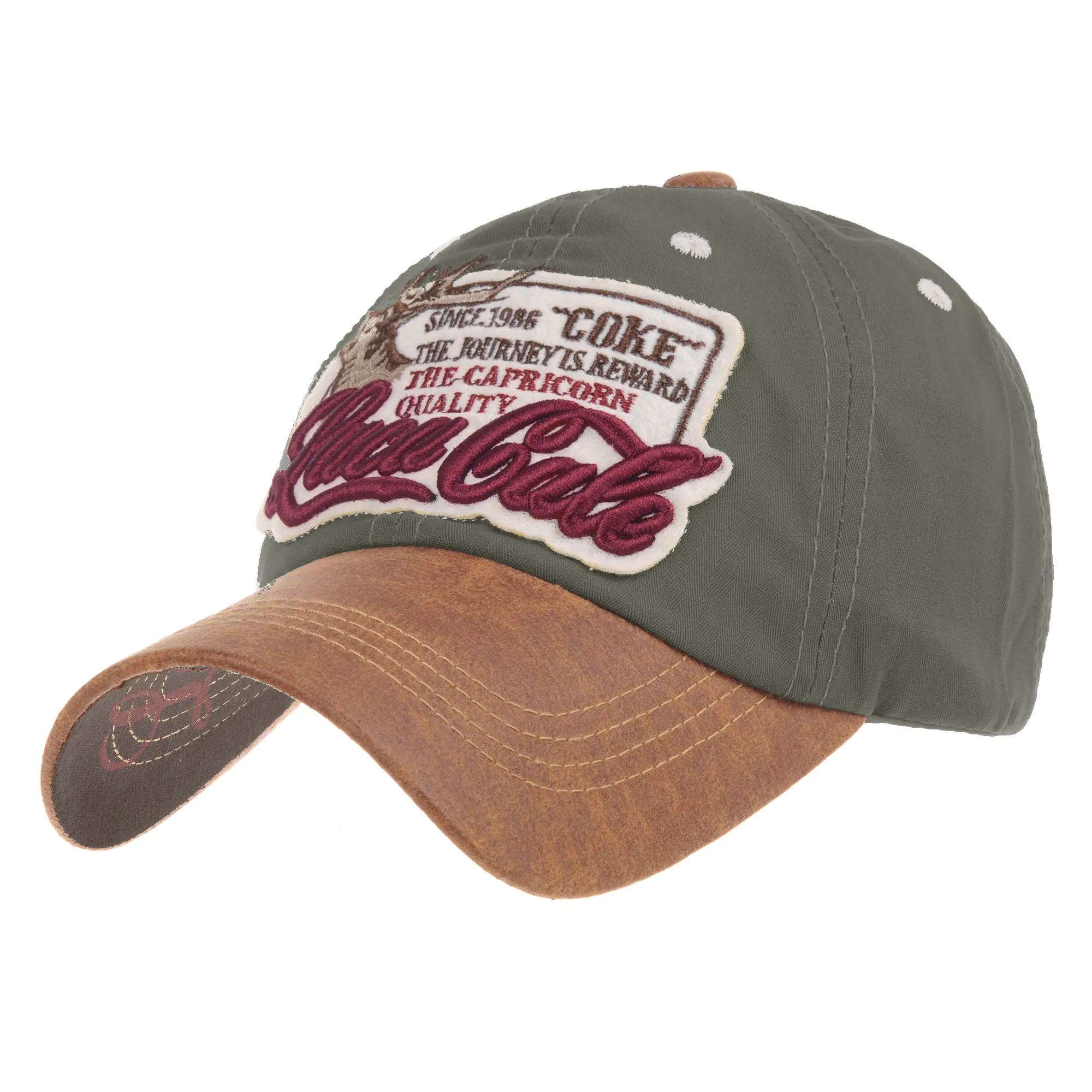 Vintage Style Patch Cotton Summer Dad Hat Trucker Cap Adjustable Faux Leather Brim For Men Women LX1192