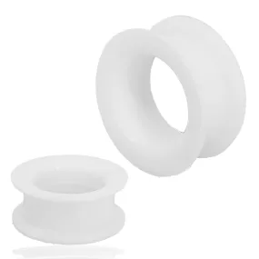 White Color Hard Silicone Double Flare Tunnel Plugs | Gauges