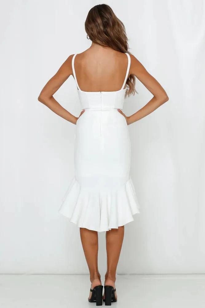 White Fishtail Cami Midi Dress