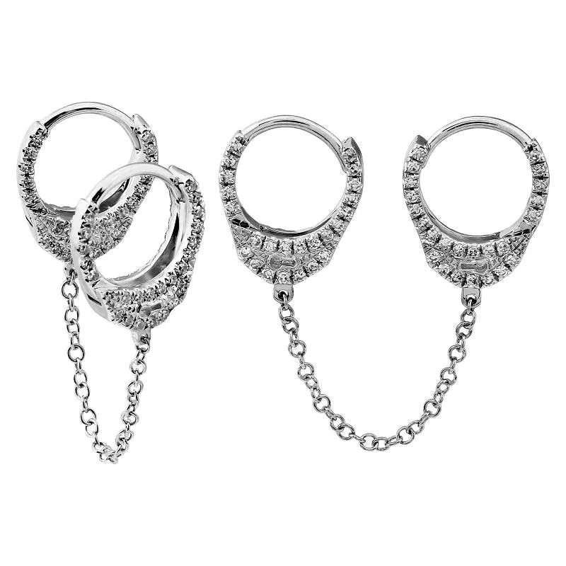 White Gold Double Handcuff Earring
