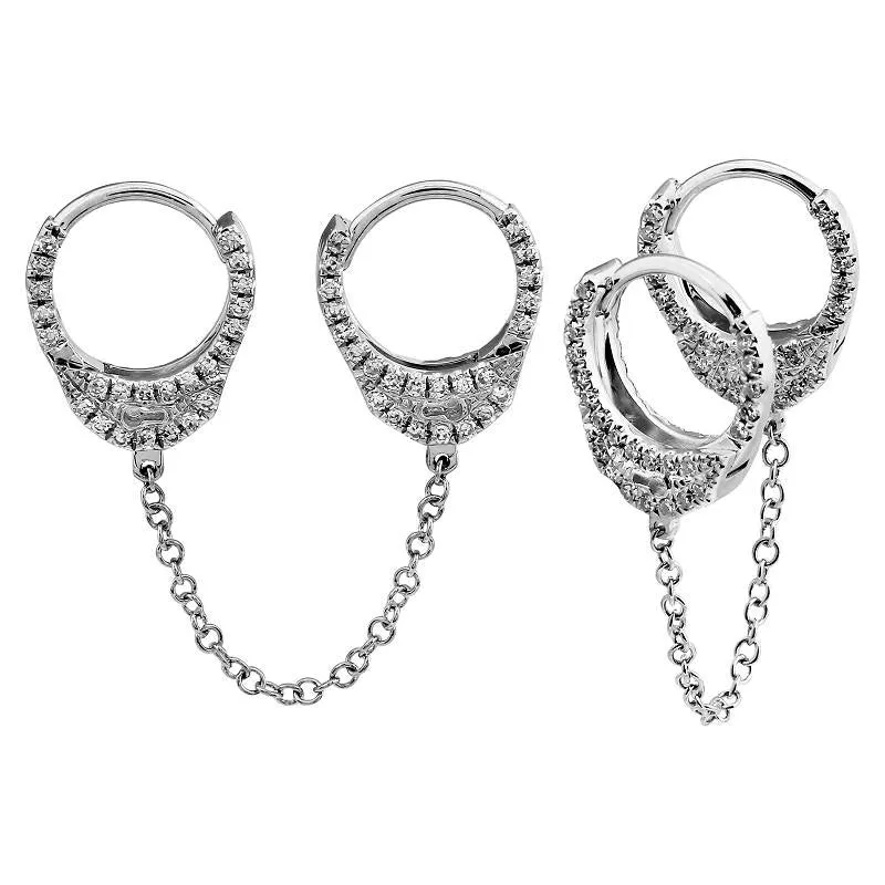White Gold Double Handcuff Earring