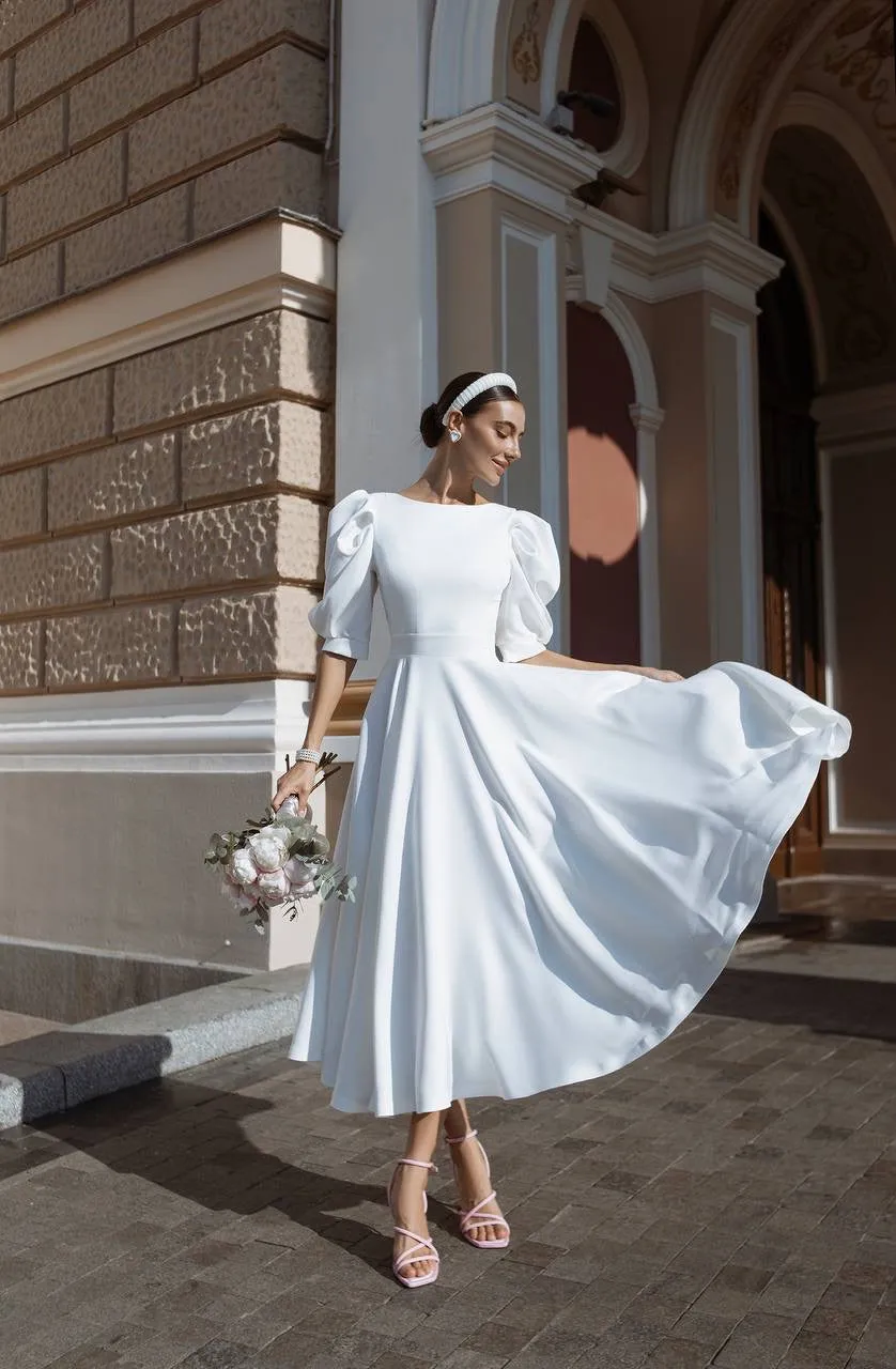White midi dress "Open back pearl"