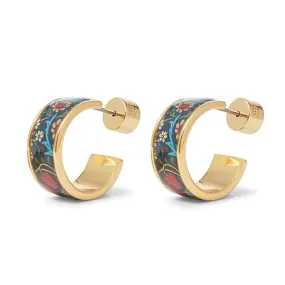 William Morris Blackthorn Enamel Hoop Earrings