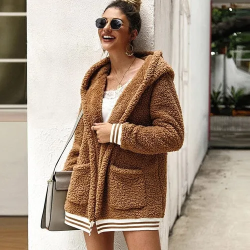 Women Faux Fur Coat Long Sleeve