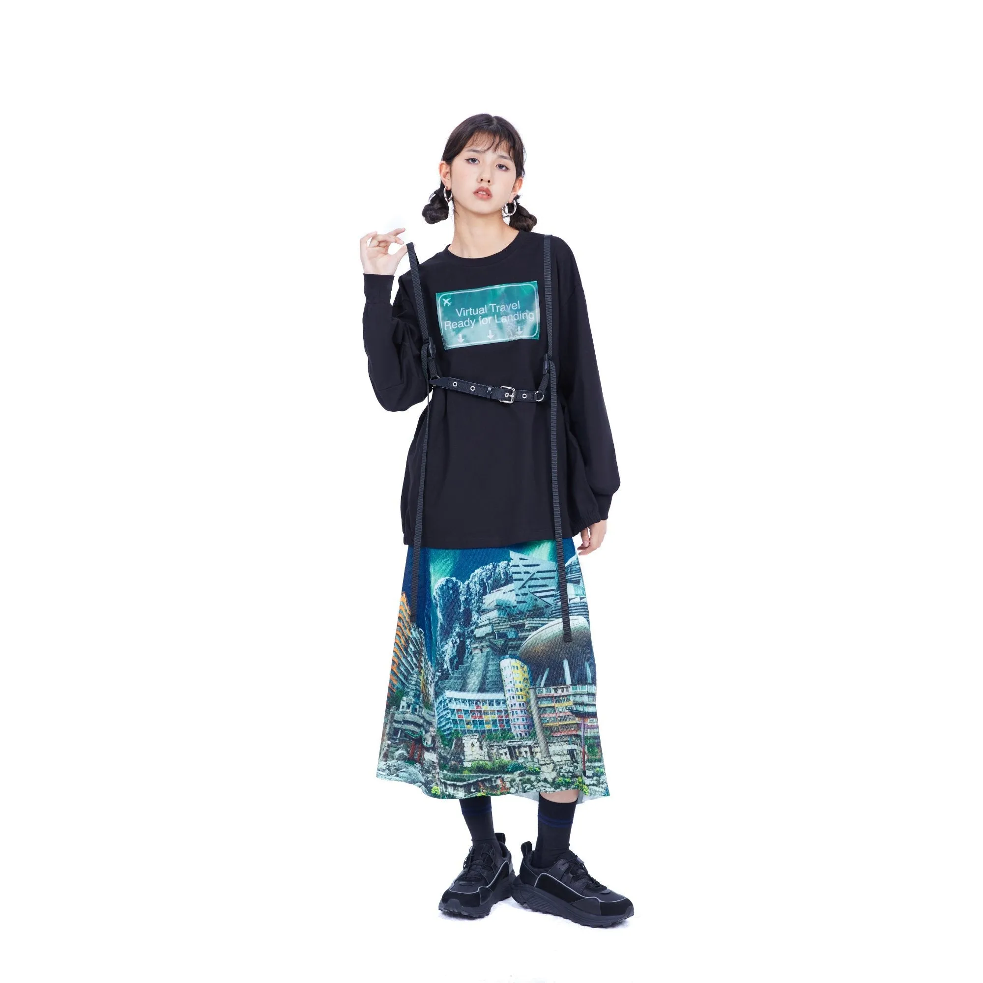 Women Surreal Collection: Overall Print Knit Skirt - Pattern