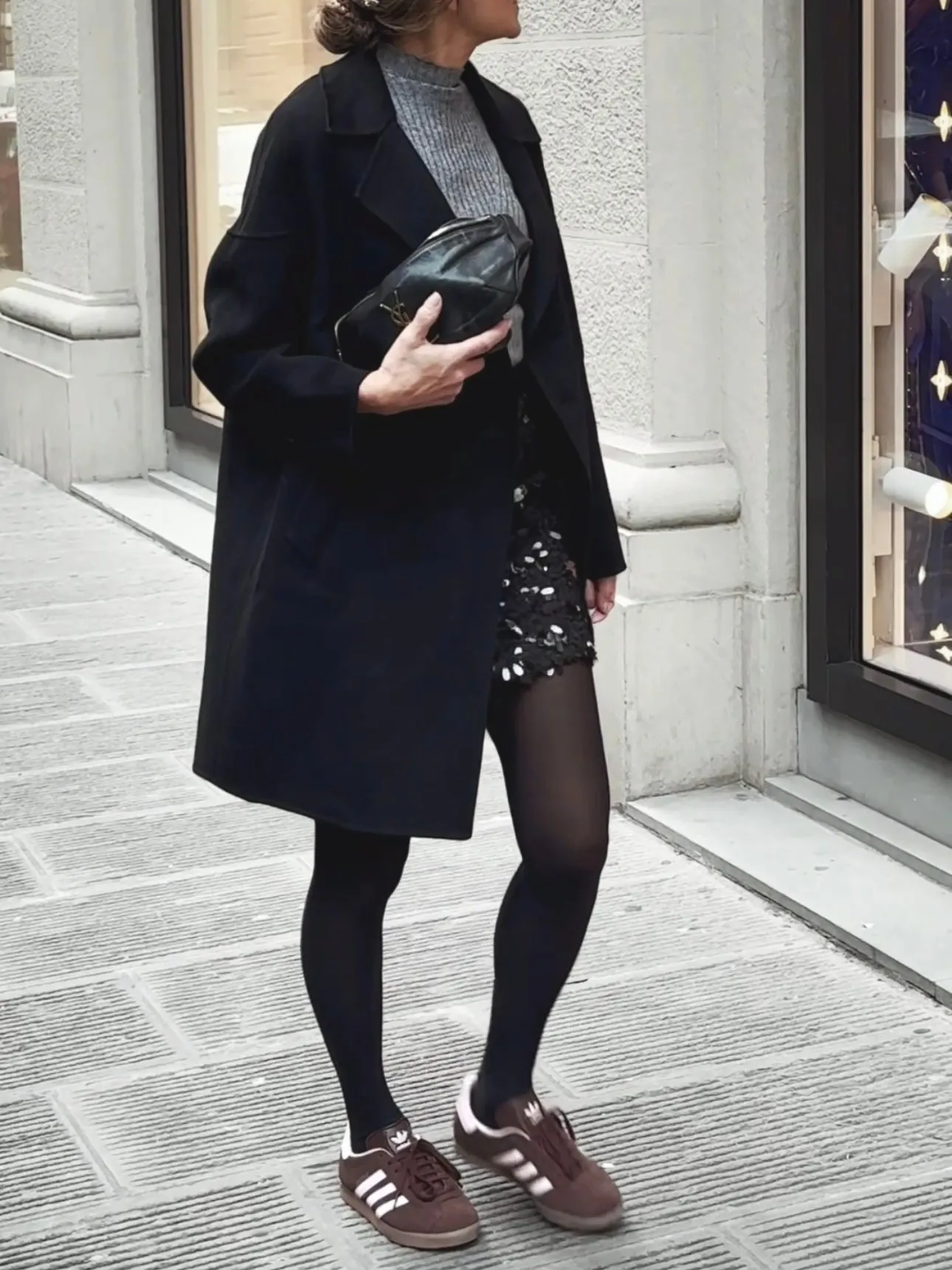 WOOL COAT MIDI - BLACK