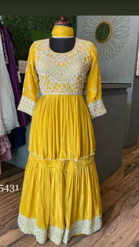 Zenik Yellow Dress Indowestern Dress